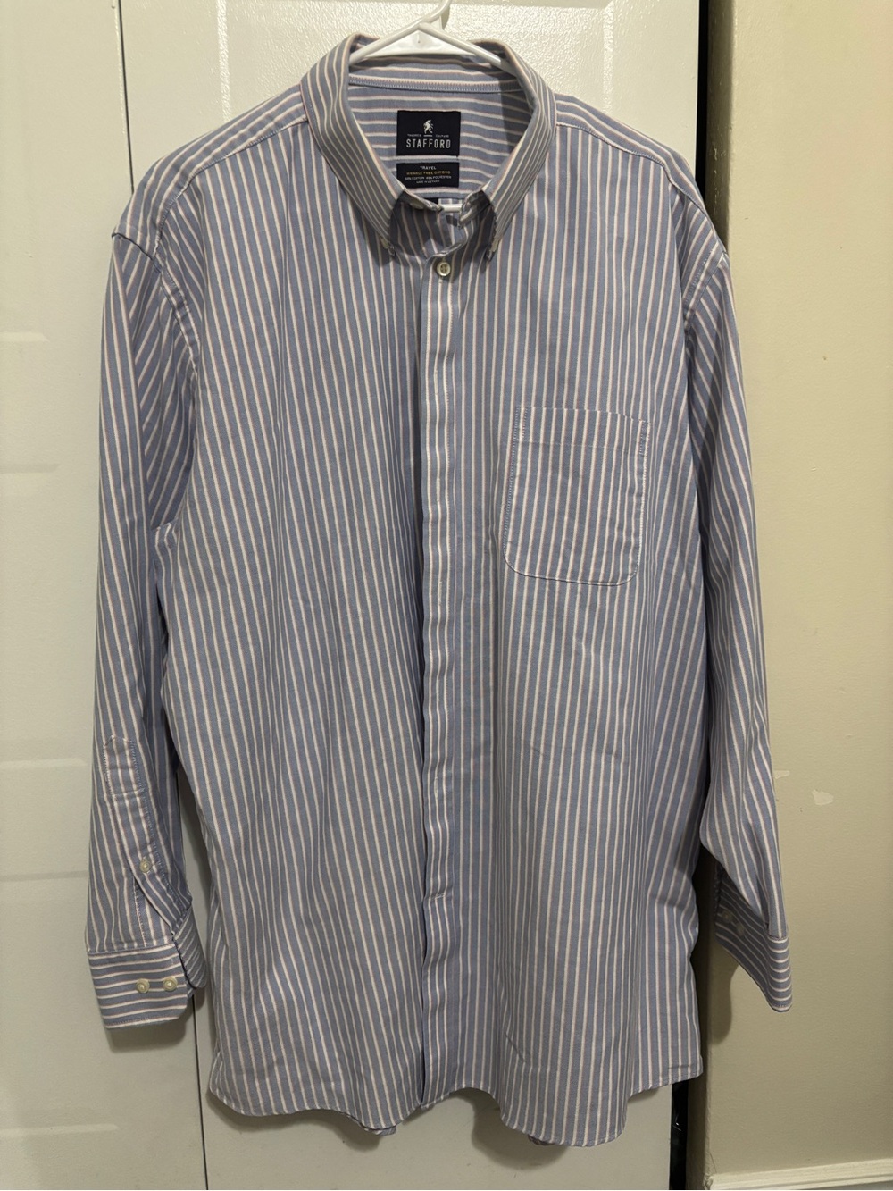 Stafford Men’s Light Blue and White Striped Dress Shirt